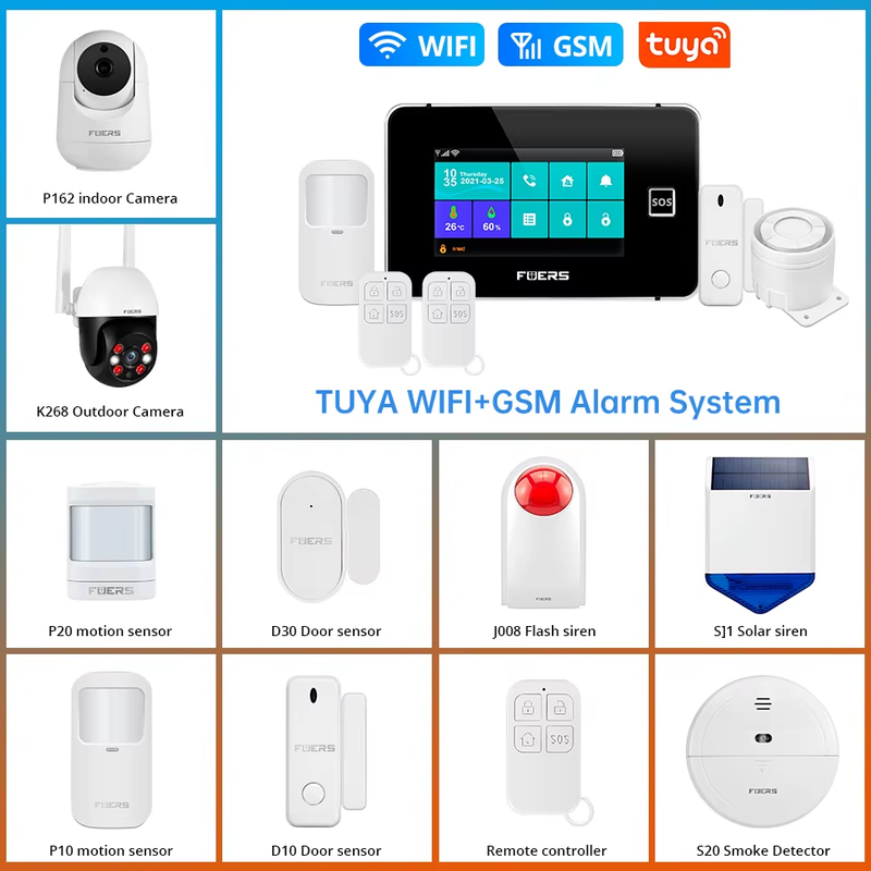 4.3 Inch TFT Screen WiFi GSM G60B DIY Tuya Smart Home Security Alarm System Tem