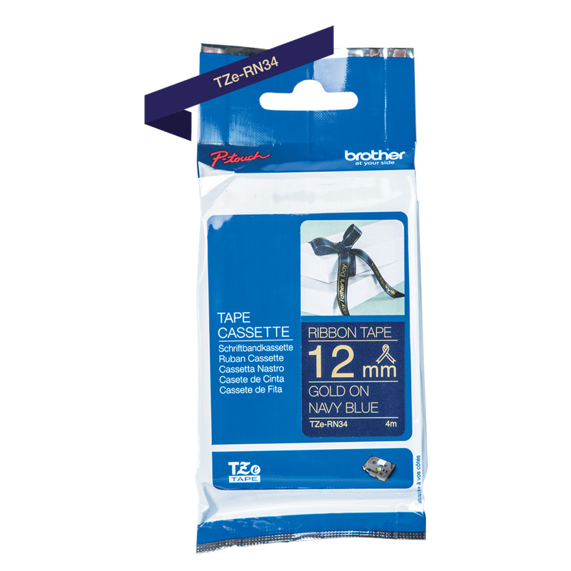 Beschriftungsband Original Brother P-Touch Tze-Rn34 Textil Gold/Marnie Blau 12mm