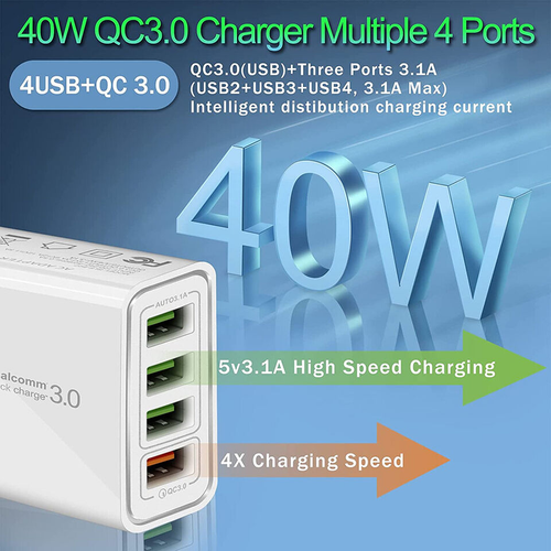 US 4 Port Fast Quick Charge QC 3.0 USB Hub Wall Home Charger Power Adapter Lot