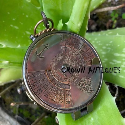 Vintage Brass 100 Year Callendar Compass Antique Pocket Gift Compass With Case