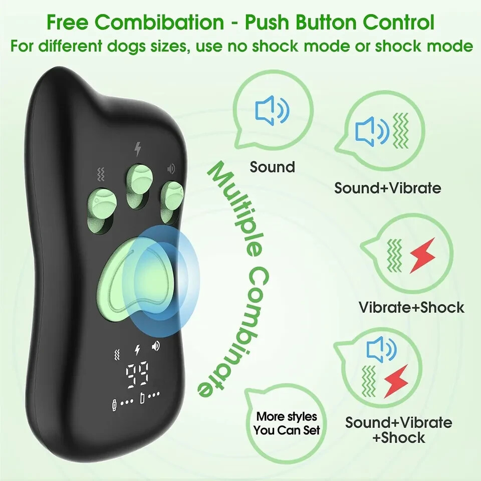 Dr. Trainer T1s Dog Shock/Bark Smart Training Collar with Remote IPX7