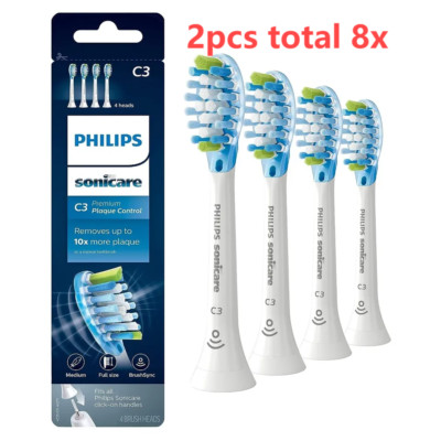 8X Genuine Philips C3 Premium Plaque Control Brush Heads White NEW