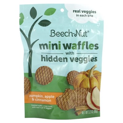 Beech-Nut Mini Waffles Pumpkin Apple Cinnamon Hidden Veggies Toddler Snack