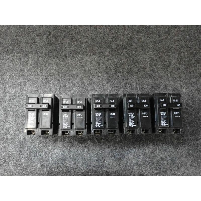 Eaton BRHH2100 BR Circuit Breakers, 100A, 2 Pole, 120/240VAC, Box of 5.