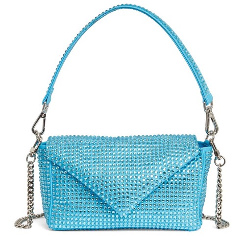 NWT GEDEBE My Love Blue Satin Strass Crystal Embellished