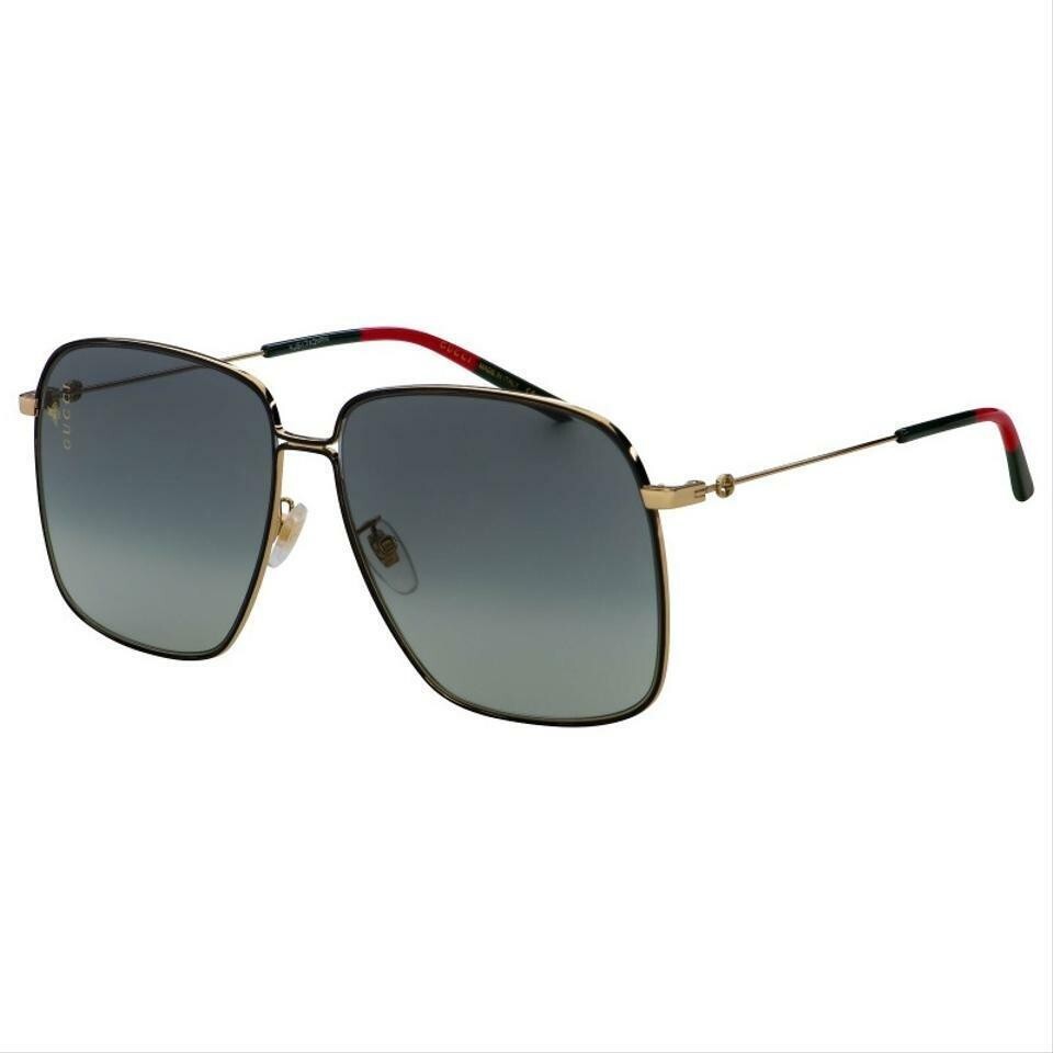 Pre-owned Gucci Gg0394s 001 Oversize Grey Lens Women's Sunglasses In Gray