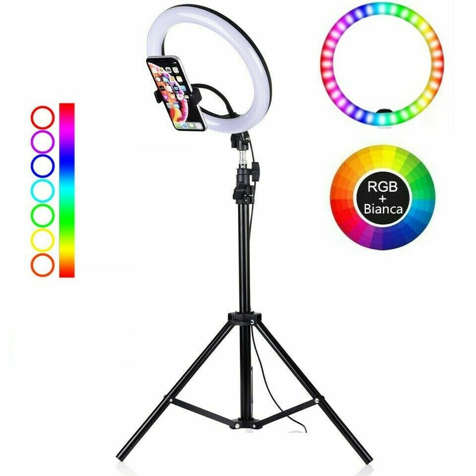 Lampada Anello Luminoso Led Tik Tok Luce Rgb 26Cm Ring Light Selfie Tiktok cir