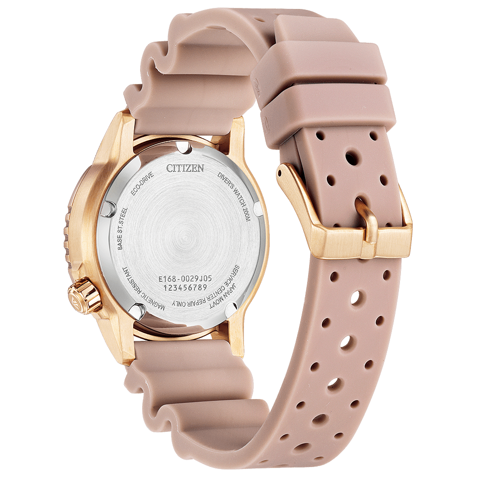Pre-owned Citizen Promaster Marine Eo2023-00a Eco-drive Solar Diver Watch Pink 36.5mm