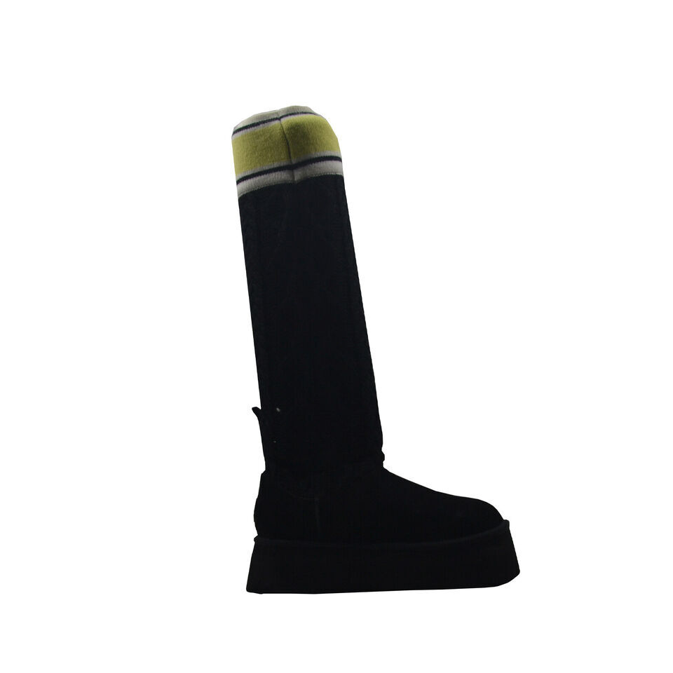 Pre-owned Ugg Classic Sweater Letter Black Women's Boots 1144045