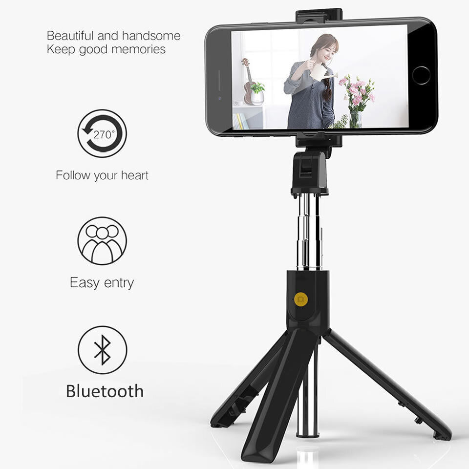 Selfie Stick Tripod Wireless Remote 360&deg; Rotation Compatible with iPhone Android