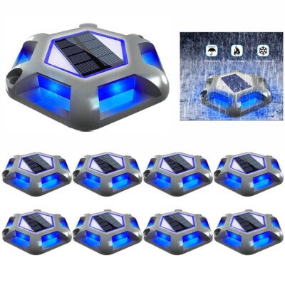 T-SUN 8Pcs Blue Solar Deck Lights Driveway Dock Garden LED Light Step Lights
