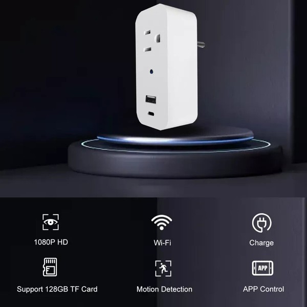 1080P HD Hidden Mini Camera Remote View Home Security Cam wall outlet  SD Card - Image 7