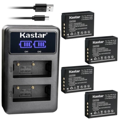 LED2 Charger & 4 battery for Fujifilm X-A7 X-A10 X-E1 X-E2 X-E2S X-E3 X-E4 X-H1