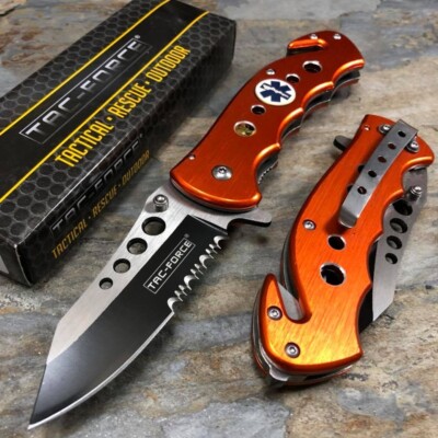 Tac Force Orange Emergency EMT EMS Medical Rescue Handy Pocket Knife