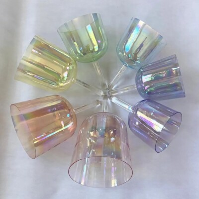 CDEFGAB Chakra Tones Seven Color Alchemy Hand Held Quartz Crystal Singing Bowls