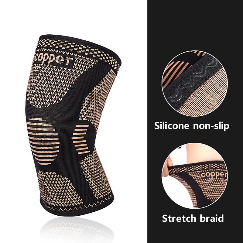 Copper Infused Knee Support Brace Patella Arthritis Joint Compression Sleeve US