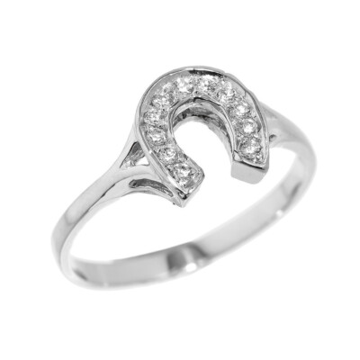 Pre-owned Fdj Gold Cz Studded Ladies Horseshoe Ring (available In Yellow/rose/white Gold) In Yellow Gold