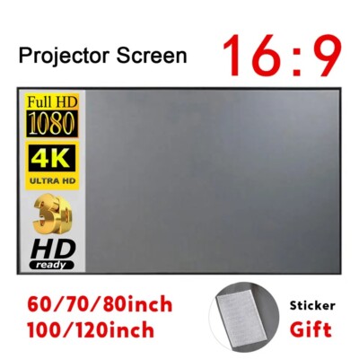 Portable Projector Screen Simple Curtain Anti-Light 60/70/80/100/120 Inches