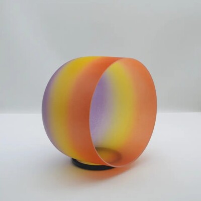 8 inch D Note Sacral Chakra Rainbow Color Frosted Quartz Crystal Singing Bowl