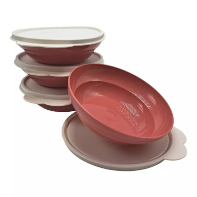 4 Brand New Retro Tupperware Junior Cereal Bowls With Lids