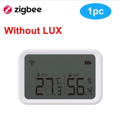 Tuya Wifi Zigbee Temperature Humidity Sensor Lux Light Detector LCD Screen Alexa