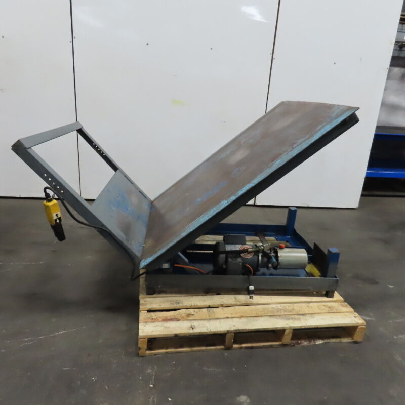 48" X 44" Ergonomic Box Tote Unloading Hydraulic Tilt Table 110v 1ph 40° Tilt