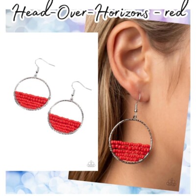 Paparazzi HEAD OVER HORIZONS red earrings