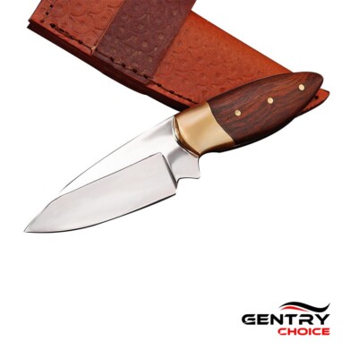 Stainless Steel Skinner Knife with Rosewood and Brass Handle Kitchen Knife