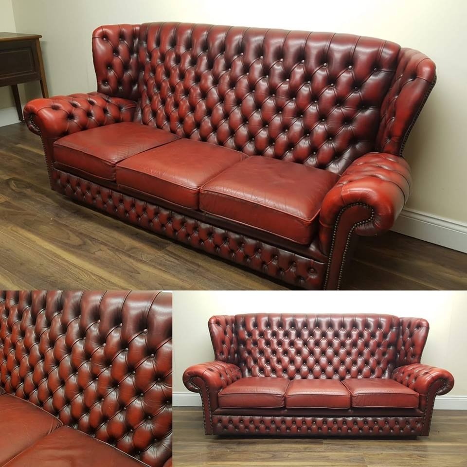 High back Ox Blood chesterfield sofa in Llanelli, Carmarthenshire
