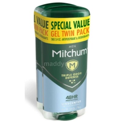 Mitchum Antiperspirant Deodorant Unscented Gel Stick Triple Odor Defence For Men