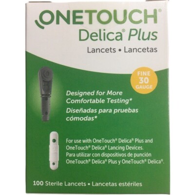ONE TOUCH Delica Plus LANCETS, BOX of 100, EXP DATE 10/31/2028, FACTORY SEALED