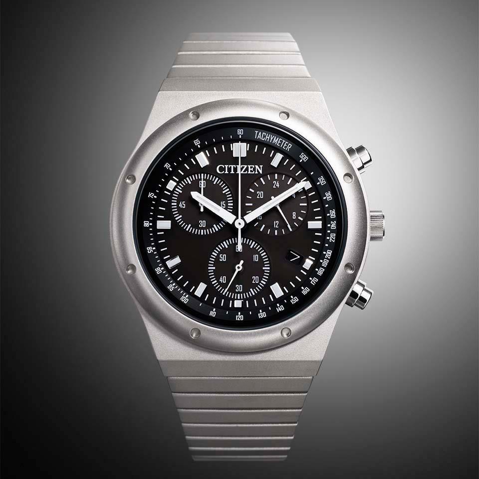 Pre-owned Citizen Collection Record Label 1984 Chronograph At2540-57e Eco-drive Watch 38mm