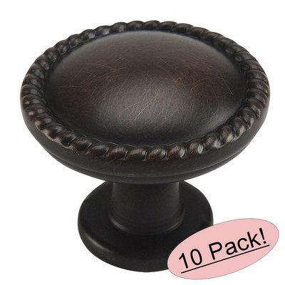 *10 Pack* Cosmas Cabinet Hardware Oil Rubbed Bronze Rope Knobs #4115ORB