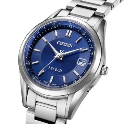 CITIZEN EXCEED ES9370-62L Eco-Drive Titanium Radio Solar Watch Blue Dial 26.6mm