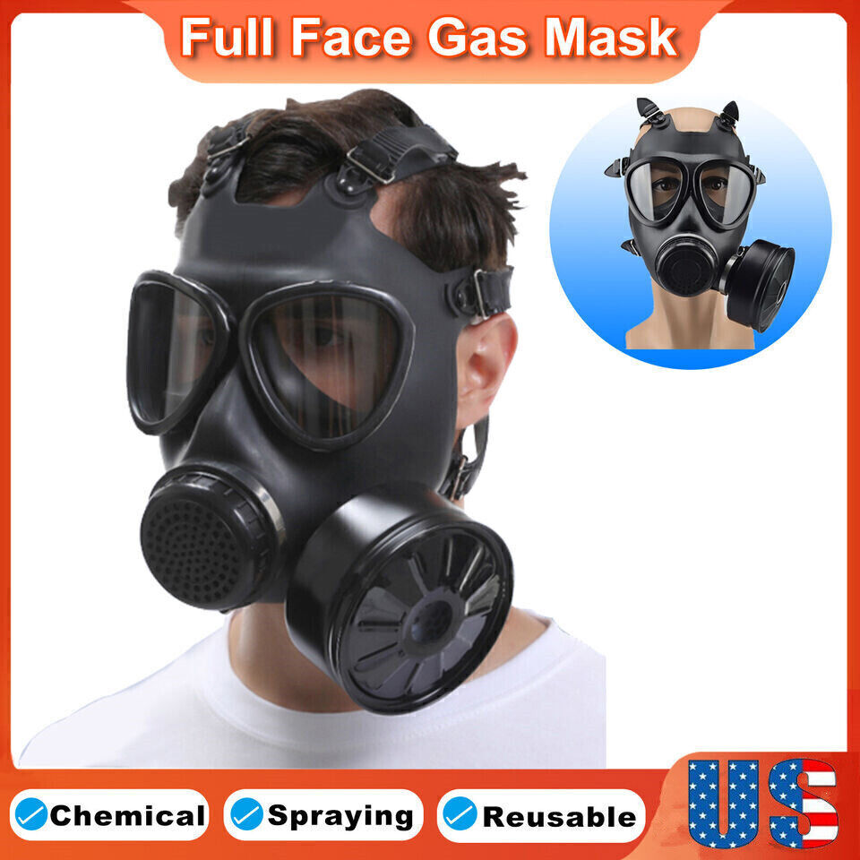 Full Face Gas Mask Soviet Military Army Respirator + 40mm Filter Safe Breathing