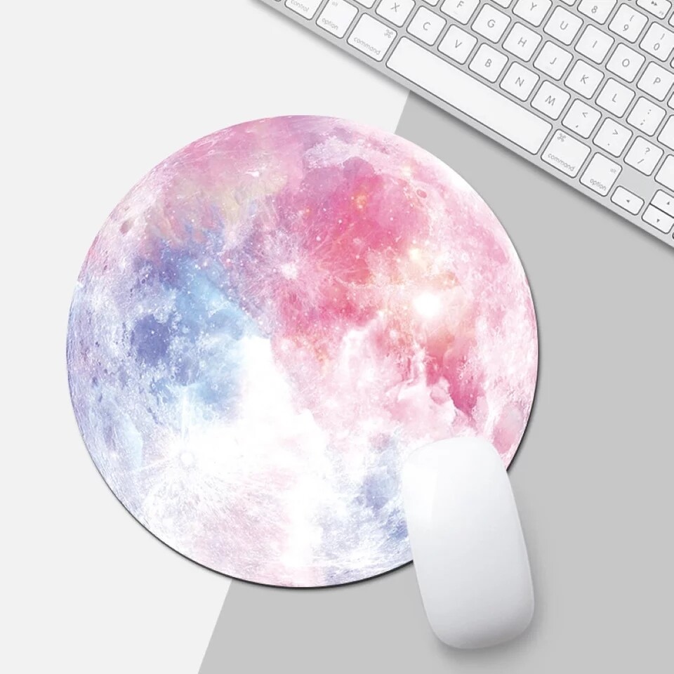 Space Round Mouse Pad PC Gaming Non Slip Mice Mat For Laptop Notebook Computer