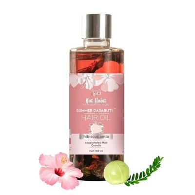 Nat Habit Hibiscus Amla Summer Hair Oil 100 ml • Pure 16-Herb Ayurvedic Blend