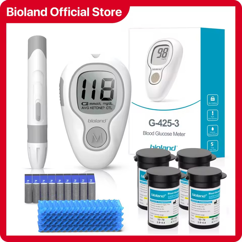 Diabetes Test Kit Blood Sugar Glucose Monitor Bioland G-425-3 Complete