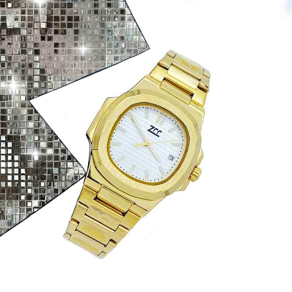 Orologio Polso ZCC 4400 Uomo Automatico Elegante Dorato Fondo Bianco lac