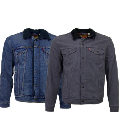

Мужская джинсовая куртка на подкладке из шерпы Levis, утепленное пальто на пуговицах в стиле дальнобойщика