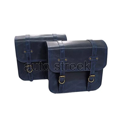 Fit For Royal Enfield Classic Reborn & Meteor 350 D9 ''Leather Bags Navy Blue''