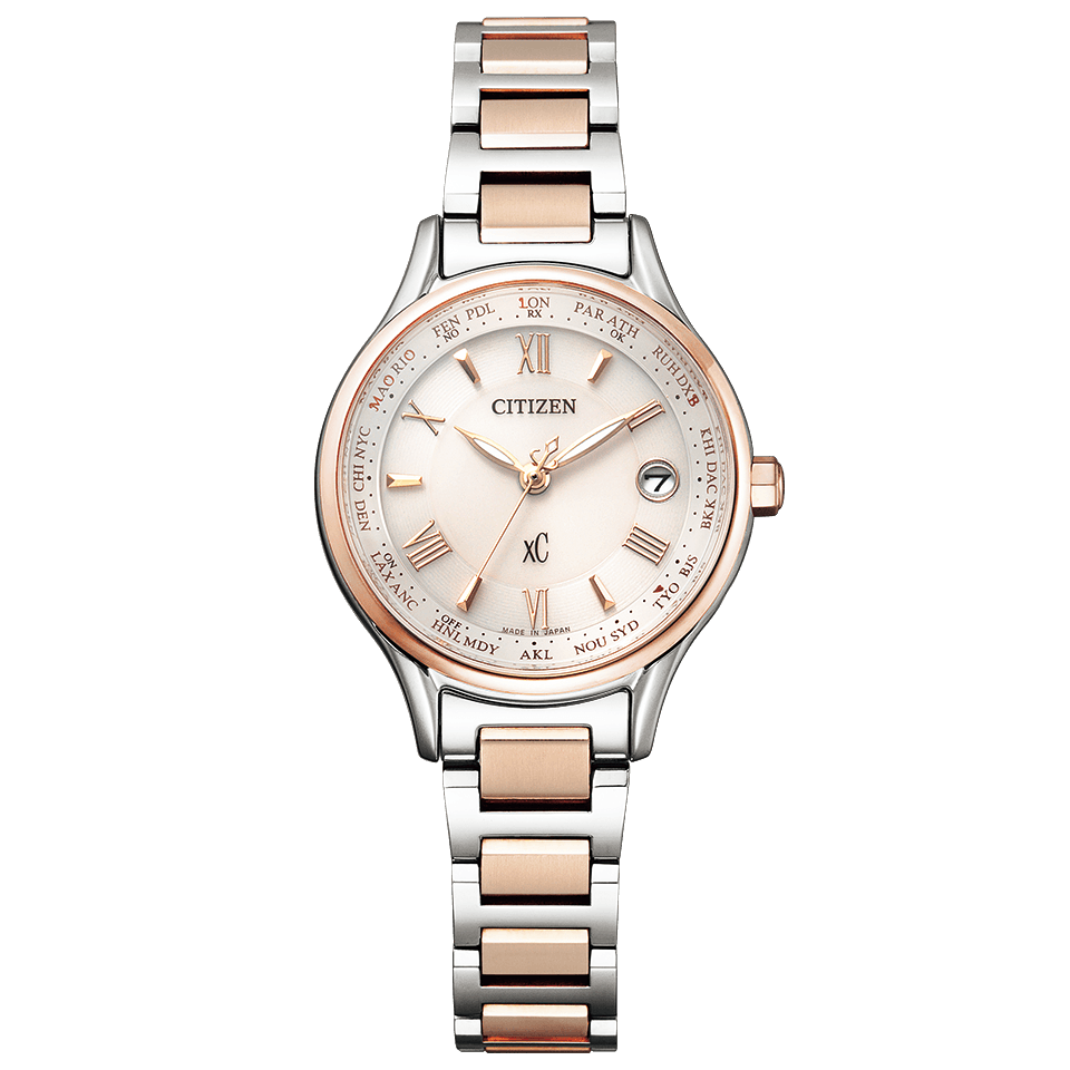 Pre-owned Citizen Xc Ec1165-51w Basic Collection Eco-drive Titanium Radio Solar Watch