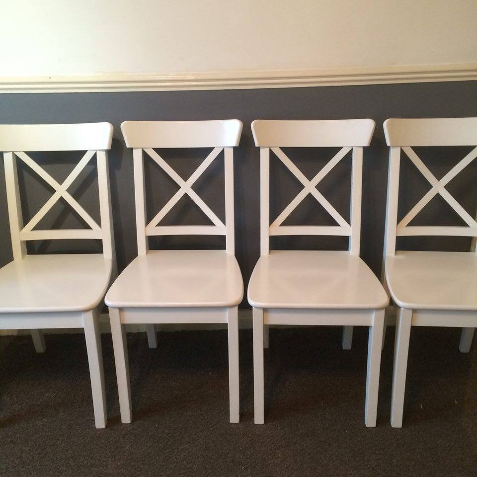 ikea ingolf white dining chairs x 4. in Basildon, Essex Gumtree