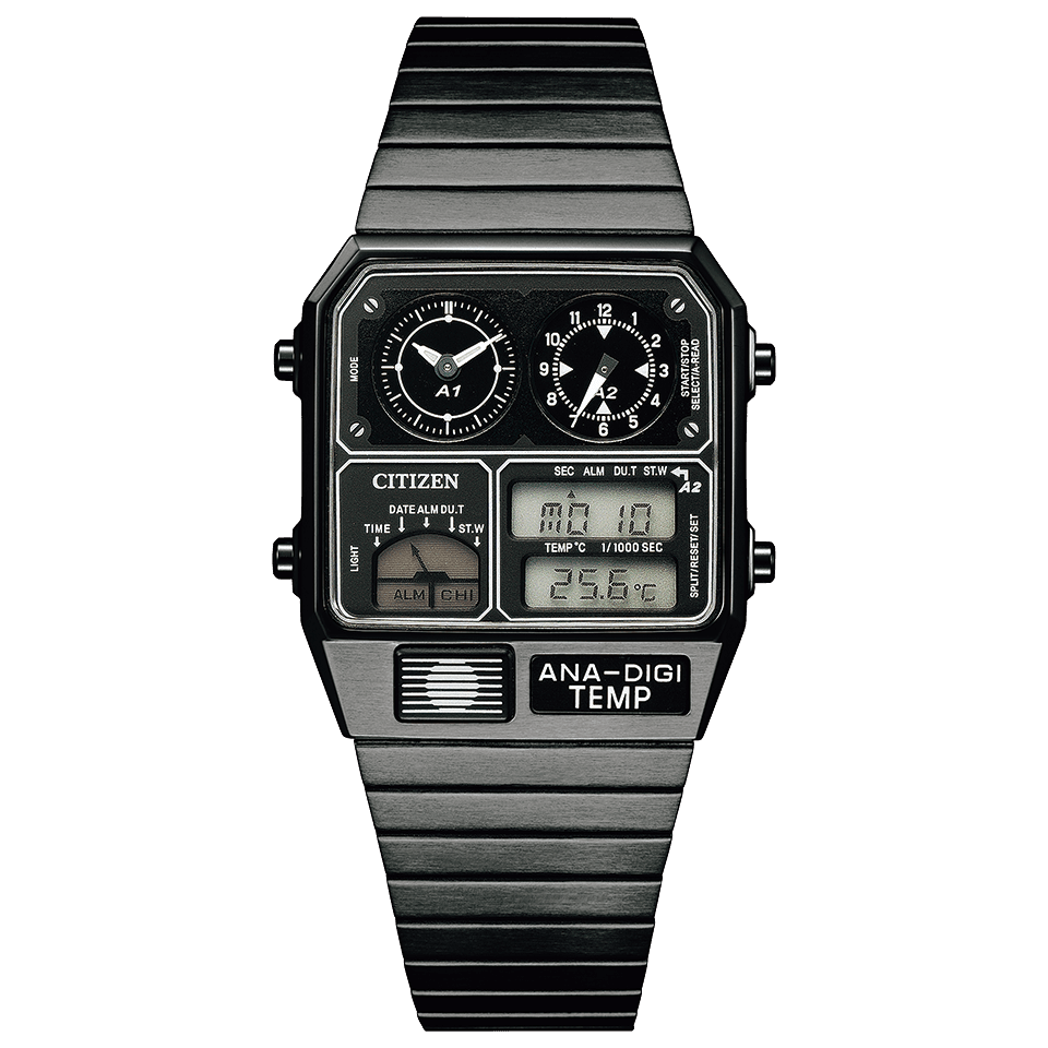 Pre-owned Citizen Collection Ana-digi Temp Jg2105-93e Analog Digital Black Watch Unisex