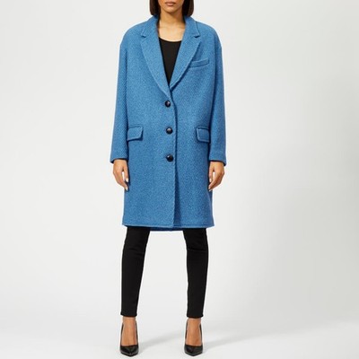 Isabel Marant Étoile Gimi Bright Blue Wool Blend Oversized Coat M UK 10 EU 38