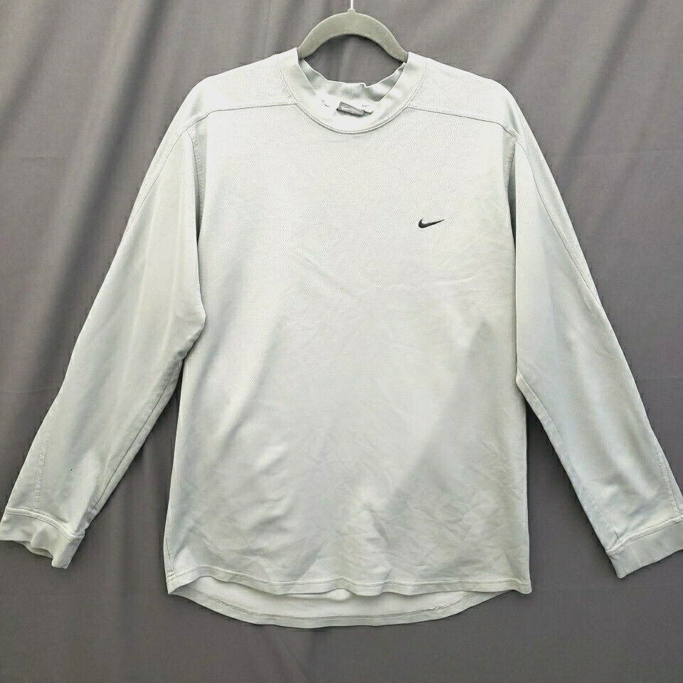 Vintage Nike Mock Neck Shirt Large Gray Men Embroidered