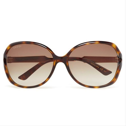 Pre-owned Gucci Gg0076s 003 Women Oval Sunglasses In Brown Frame W/brown Gradient Lens