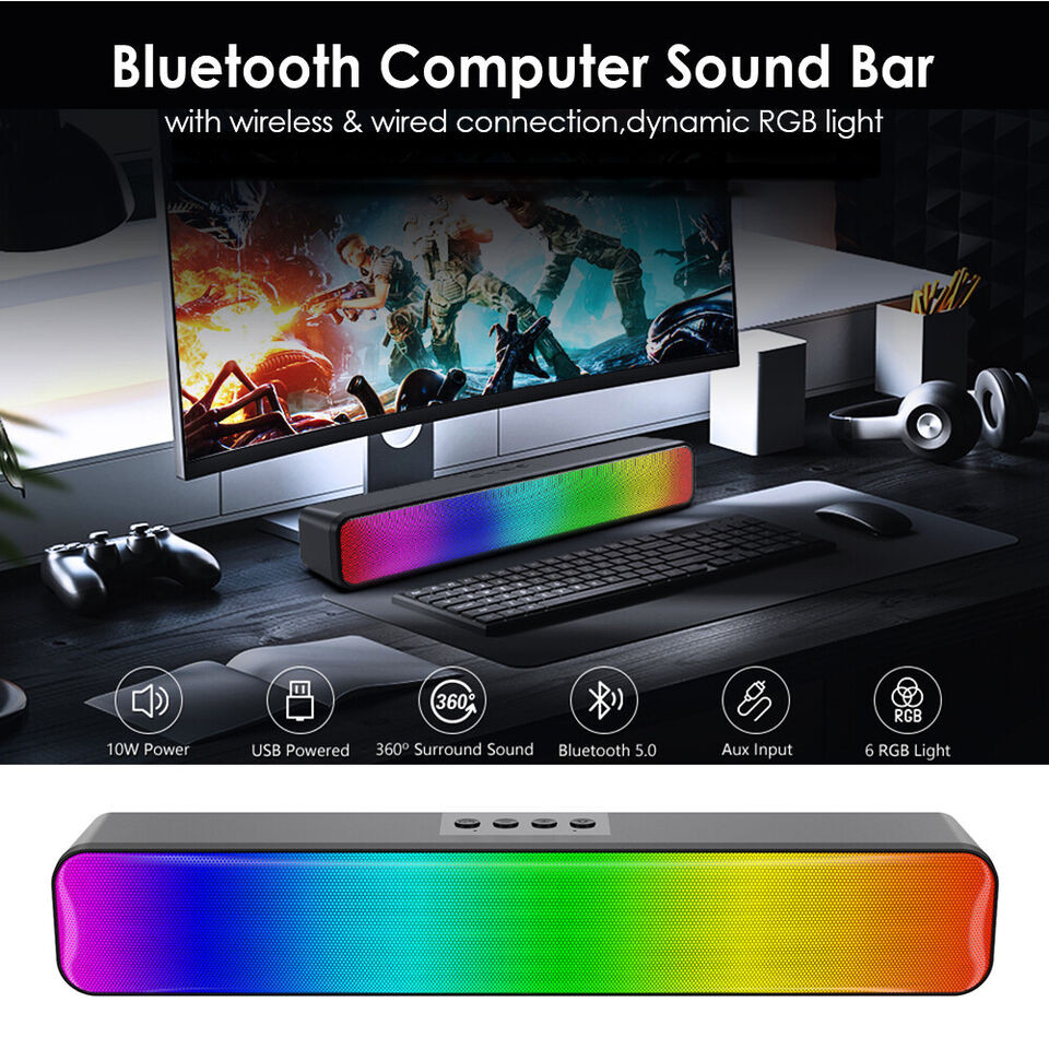 Soundbar RGB Bluetooth Speaker System Wireless 3D Stereo Hom