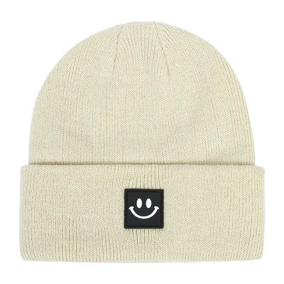 Baby Beanie Smile Face Hat Toddler Infant Kids Winter Hats Cream Beige 0-2 YEARS