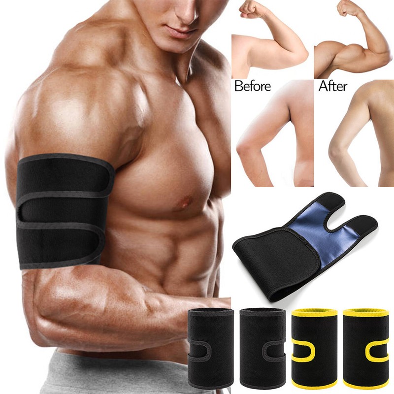 Mens PU Arm Trimmer Sweat Arm Bands Pair Sauna Upper Arm Trainer Slimming Shaper